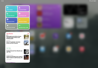 Screenshot of the Today View with a Large shortcuts widget.