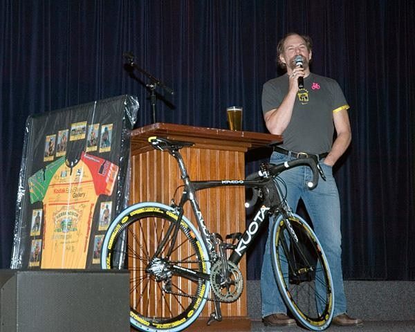 Bob Roll entertained the crowd with the story of how he became famous for his pronunciation of the Tour DEEE France.