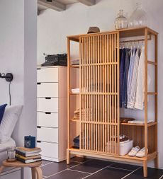 nordkisa wardrobe with timber strip door into the bedroom