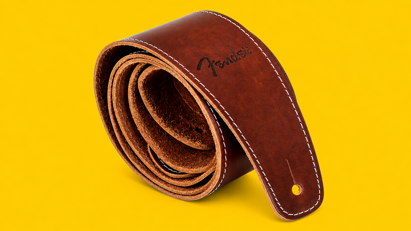Fender broken-in leather guitar strap