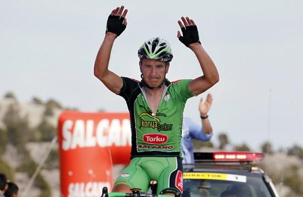 Iva&iuml;lo Gabrovski (Konya Torku Seker Spor) soloed to victory on stage three's mountain finish.