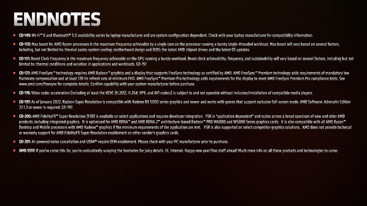 AMD Ryzen 6000 Test Notes Endnotes