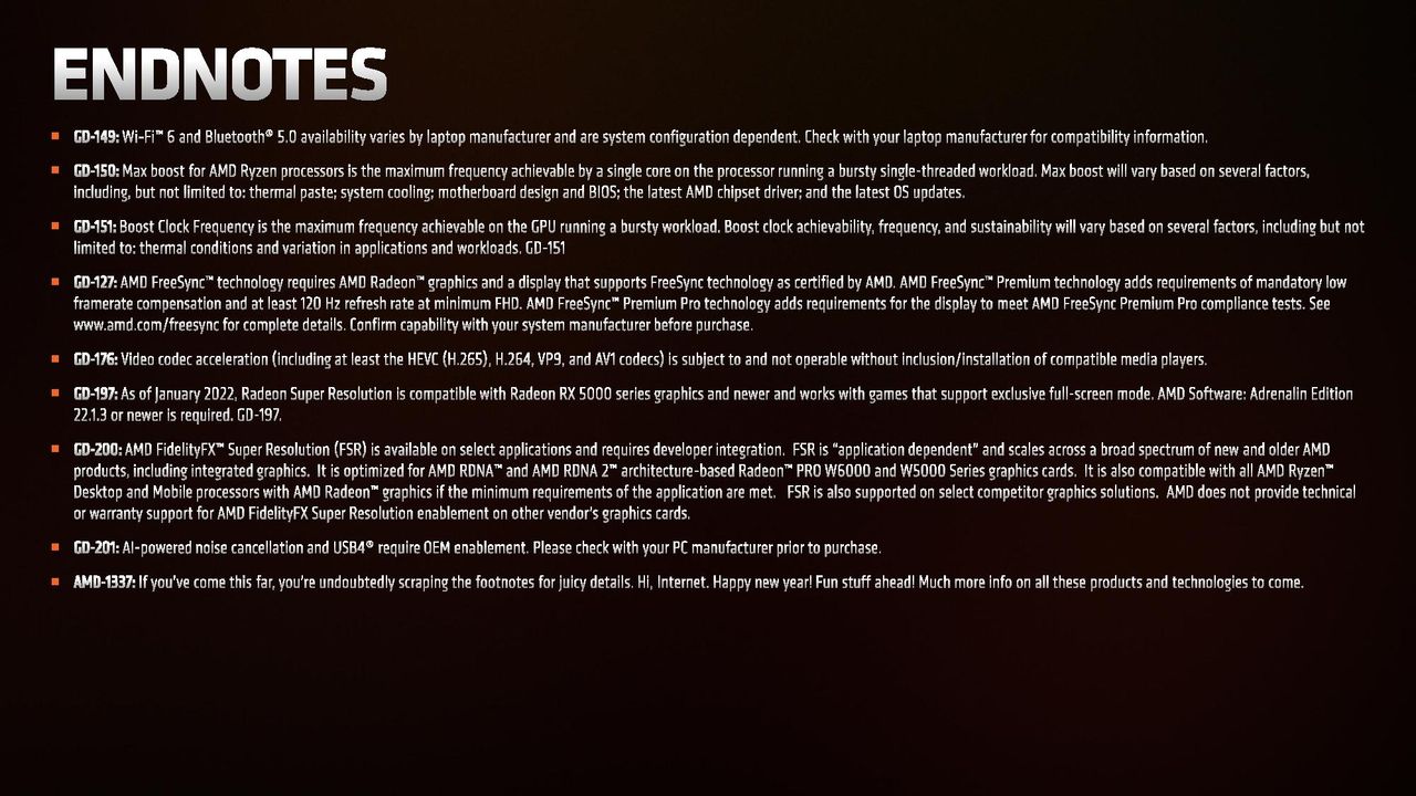 AMD Ryzen 6000 Test Notes Endnotes