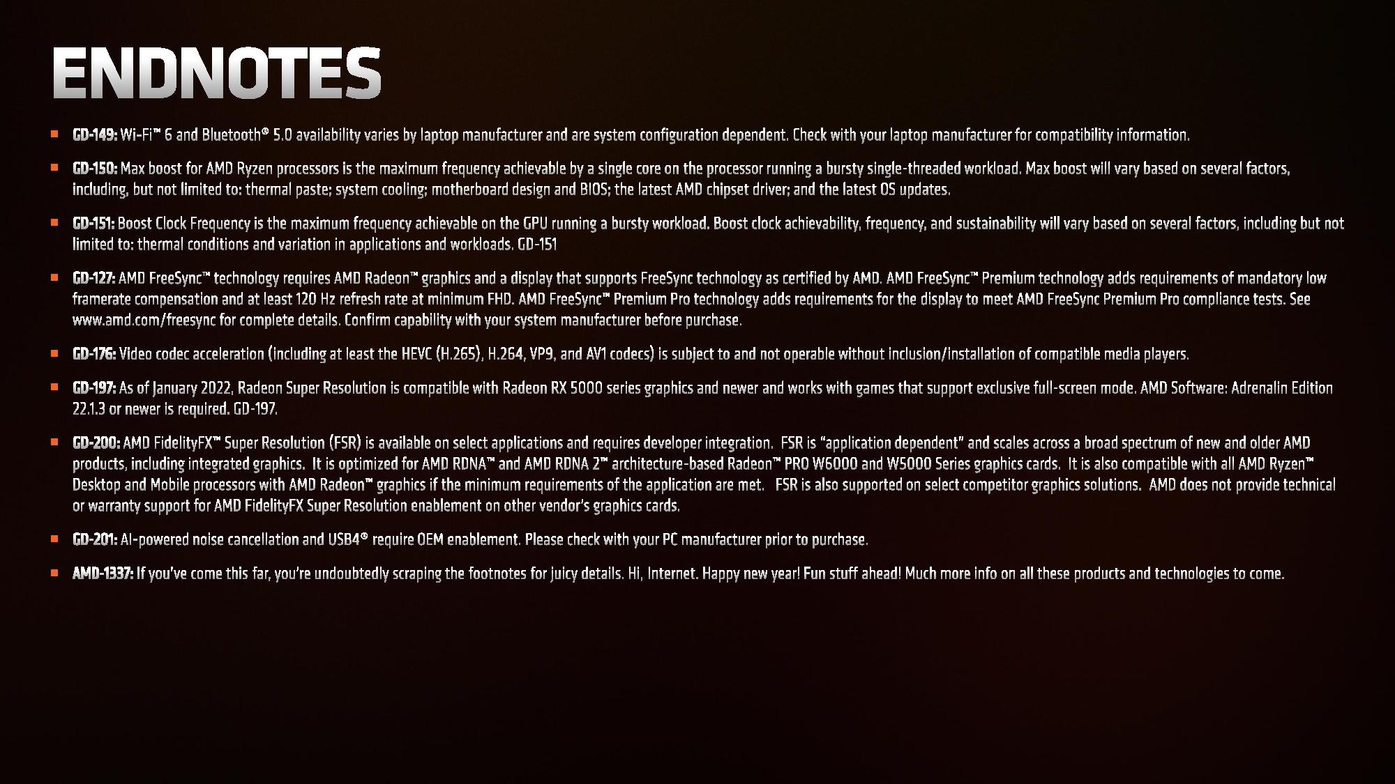 AMD Ryzen 6000 Test Notes Endnotes