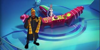 LeBron James as a Hufflepuff with Bugs Bunny in Space jam: A New Legacy