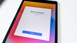 An iPad that has finished restoring from iCloud