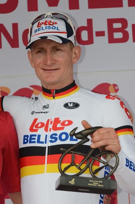 Andre Greipel (Lotto - Belisol) on the podium