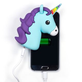 unicorn charger with mobile and white background