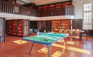 The Library another lounge – is another palimpsest, the past remembered in shelves of bright orange books