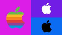 Three iterations of the Apple logo.