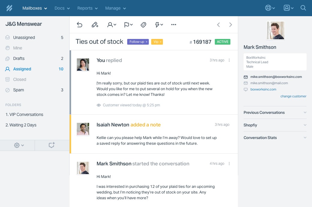 HelpScout is an easy to configure and elegantly simple-to-use help desk application