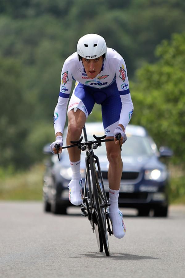 J&eacute;r&ocirc;me Coppel (Saur-Sojasun) riding to 19th place in the time-trial
