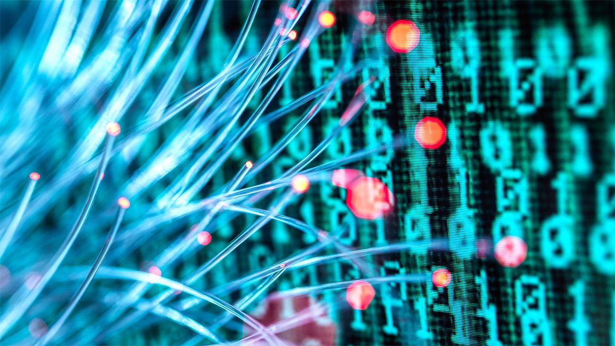 Graphic of fibre optic cables attacking code