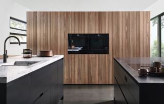 Wooden kitchen with double kitchen island