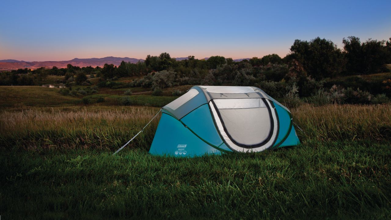 Coleman Galiano 2 FastPitch pop up tent in situ