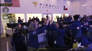 screenshots from NASA's livestream of Firefly Aerospace Blue Ghost landing March 2.