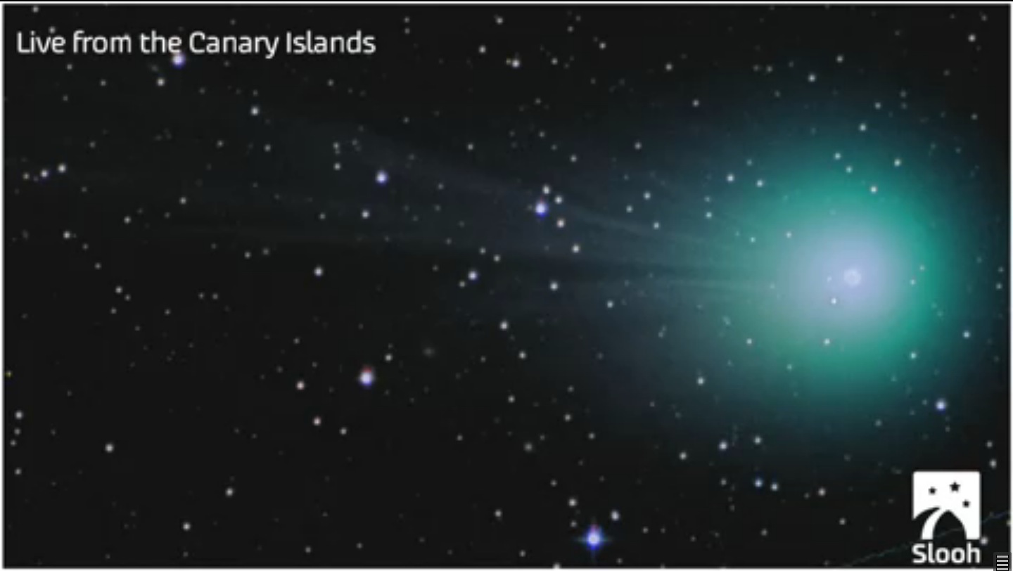 The Slooh Community Observatory&#039;s telescope in the Canary Islands captured this view of Comet Lovejoy on Jan. 29, 2015.