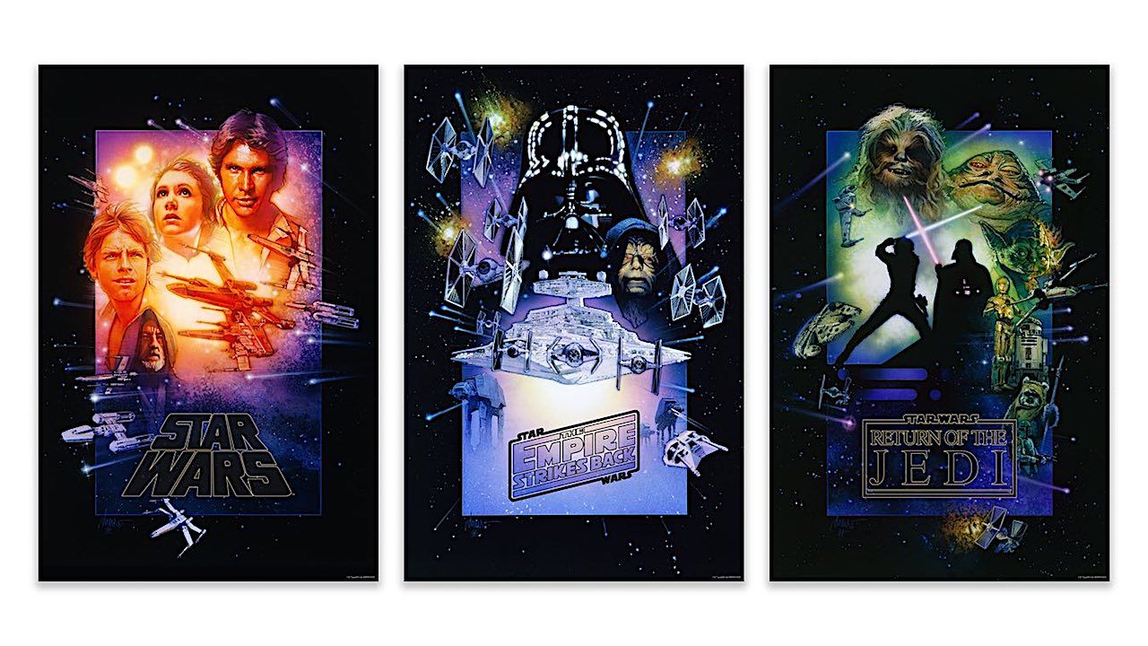 a triptych of three sci-fi movie posters