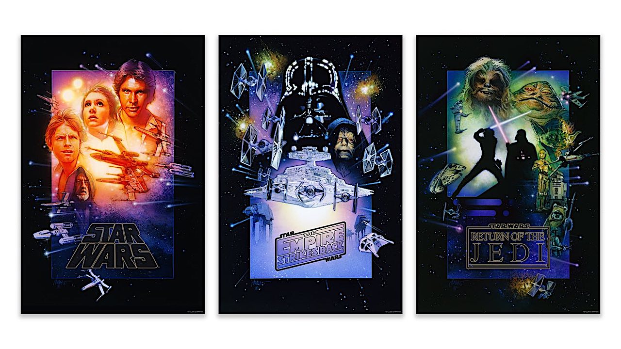 a triptych of three sci-fi movie posters