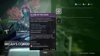 Destiny 2 Alone in the Dark quest information from Micah