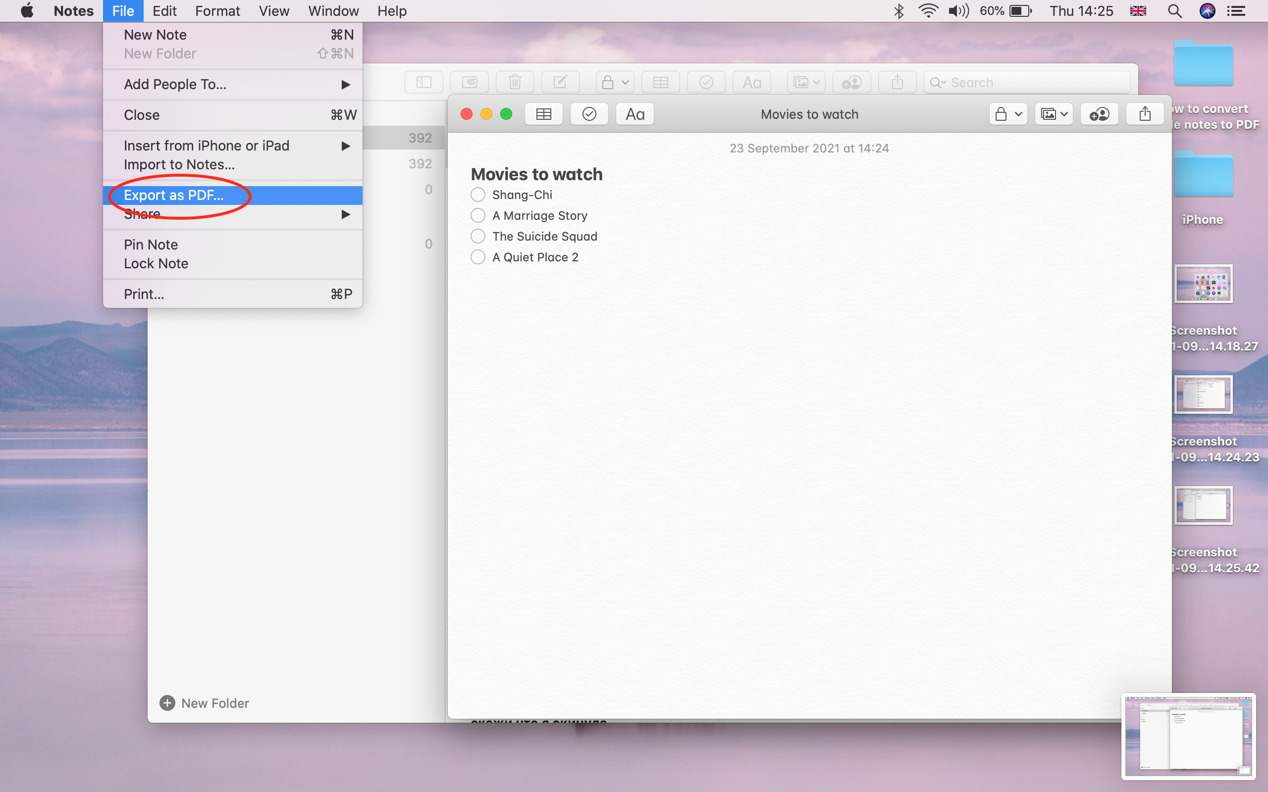 Как конвертировать заметки Apple в PDF на Mac