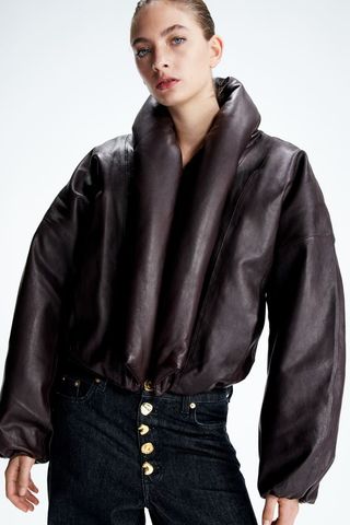 Shawl-Collared Leather Jacket