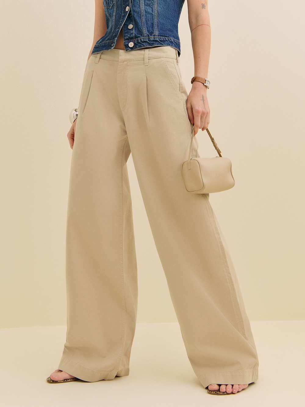 Malia Mid Rise Wide Leg Pleated Trouser Pants