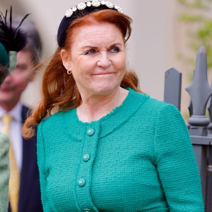 Sarah Ferguson wears a green dress