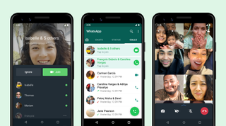 Joinable calls being shown on three phones within WhatsApp