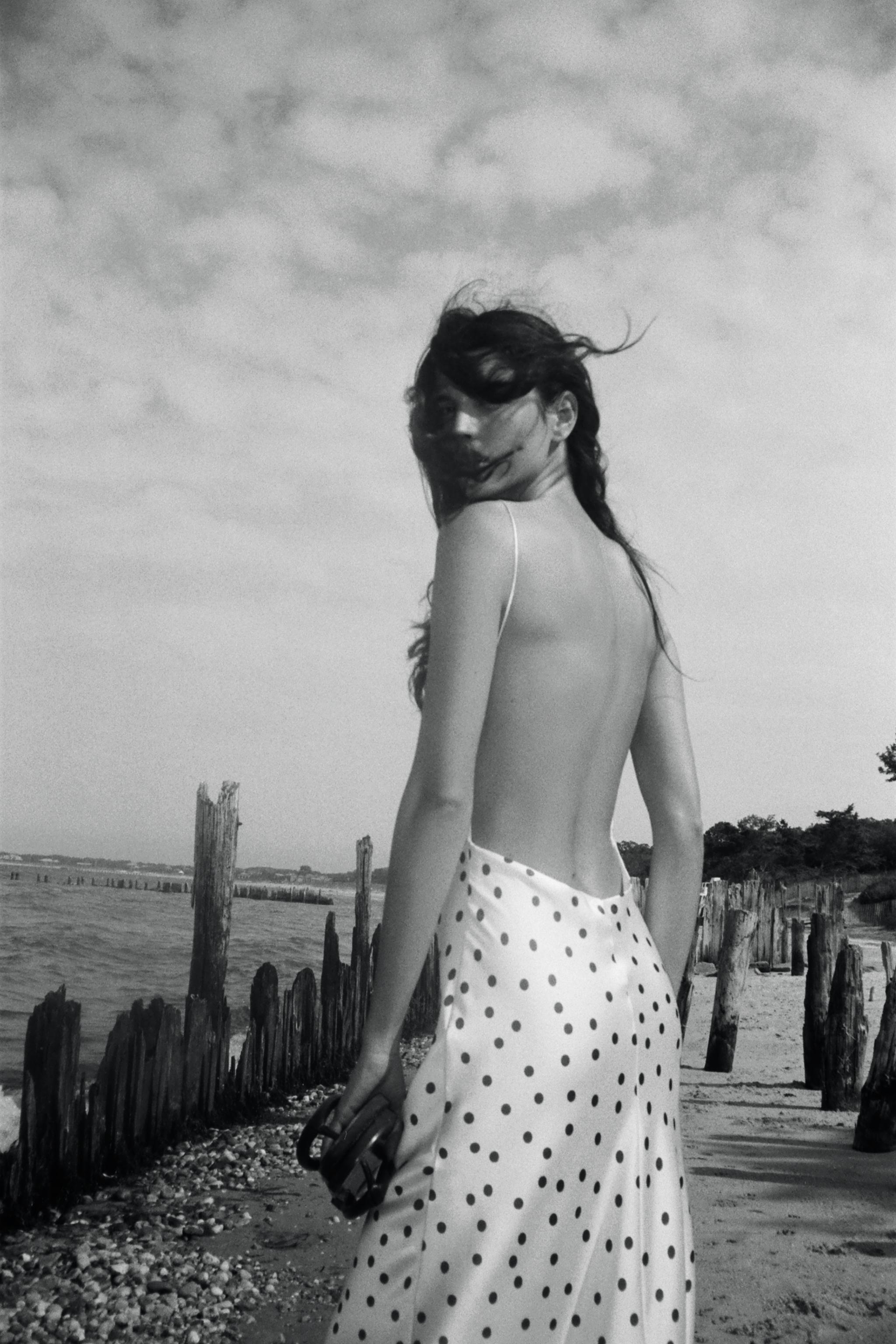 Polka Dot Satin Midi Dress
