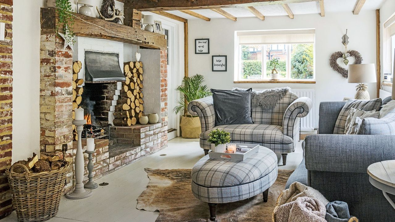 white living room with wooden touch