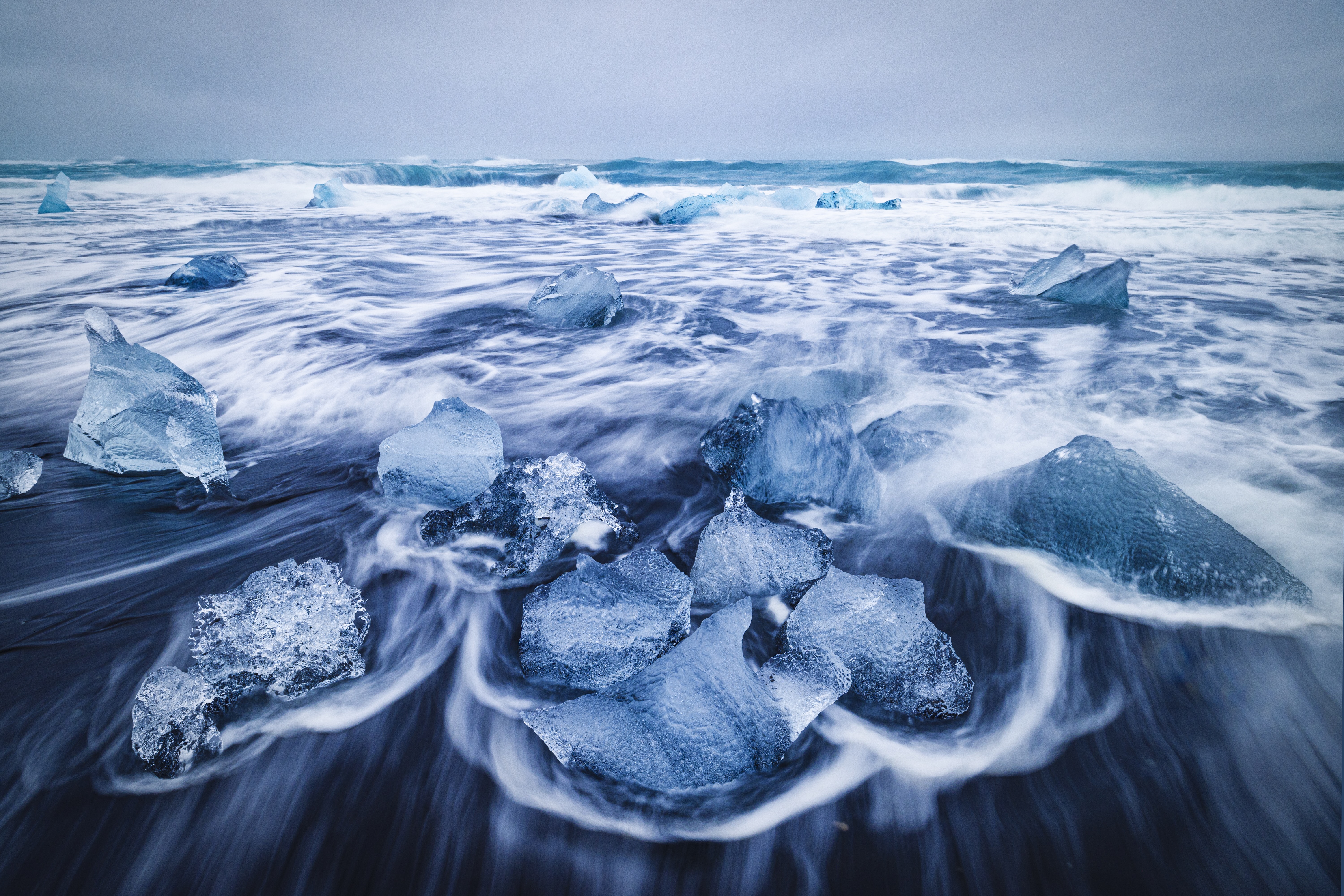 Ice blocks on Diamond Beach in Iceland