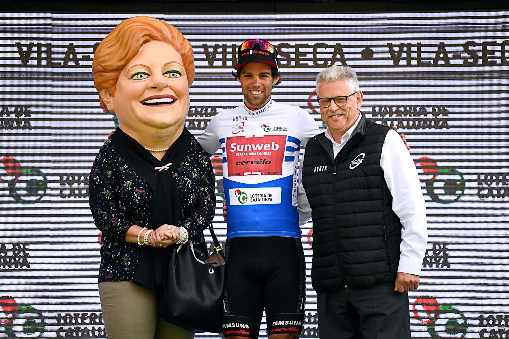Michael Matthews on the Catalunya podium after winning stage 6