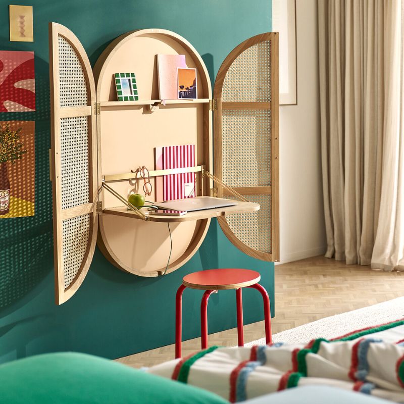 rattan fold-out wall desk