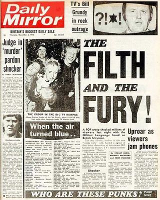 The front page of the Mirror, 2nd December 1976