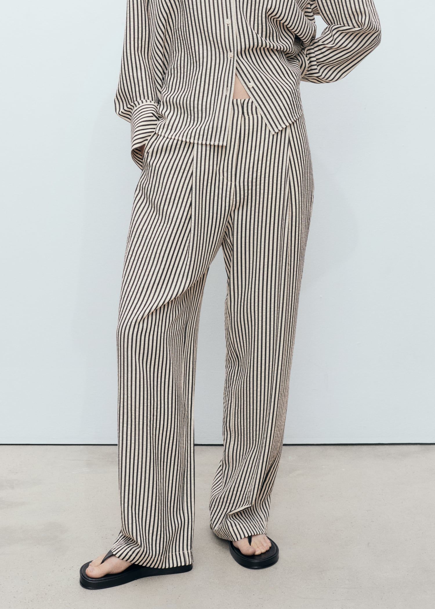 Texture Striped Pants - Women | Mango Usa