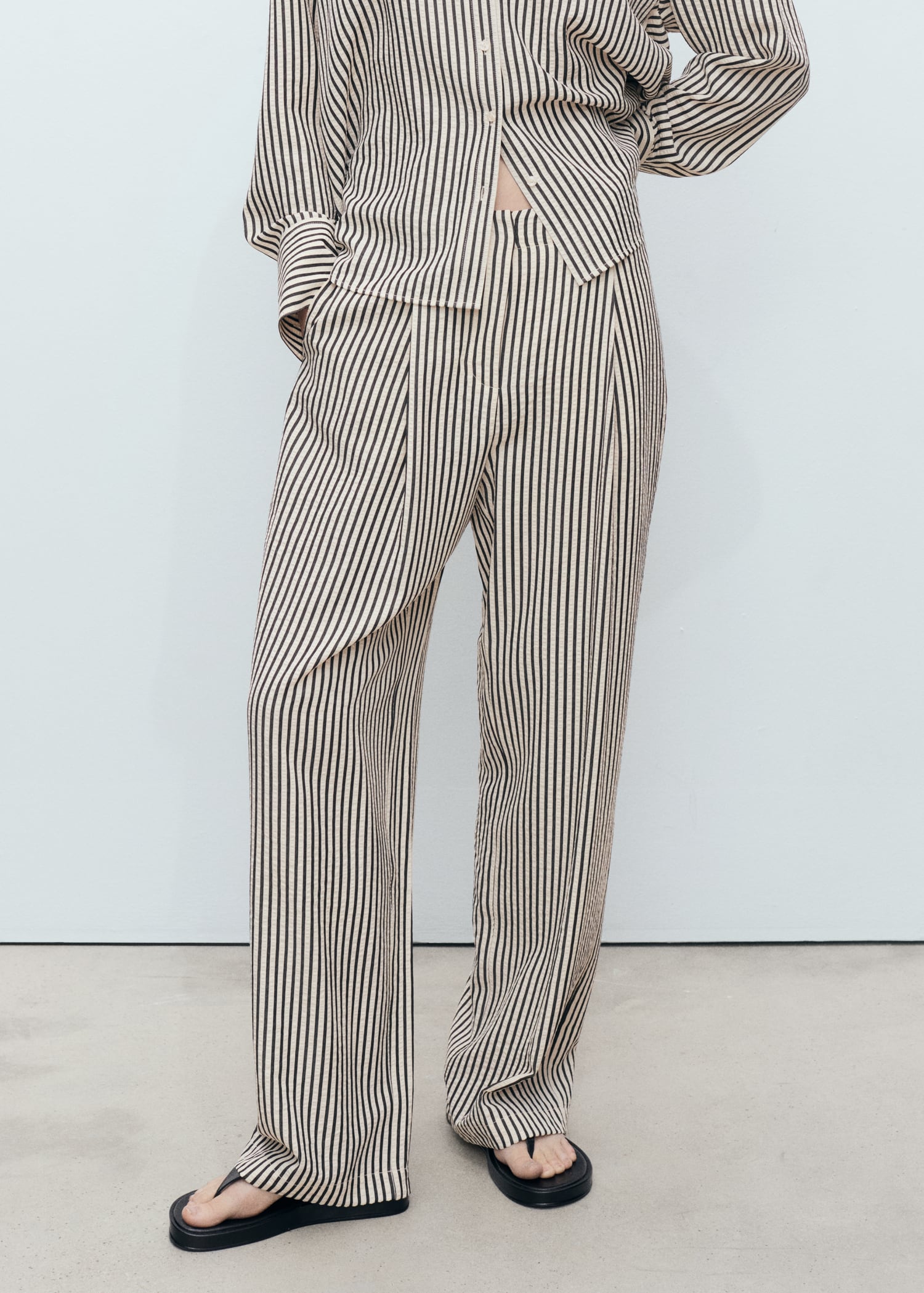 Texture Striped Pants - Women | Mango Usa