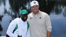 Bryson DeChambeau and Kevin Hart at The Masters Par 3 Contest