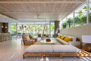 open plan living space at casa azucar in costa rica