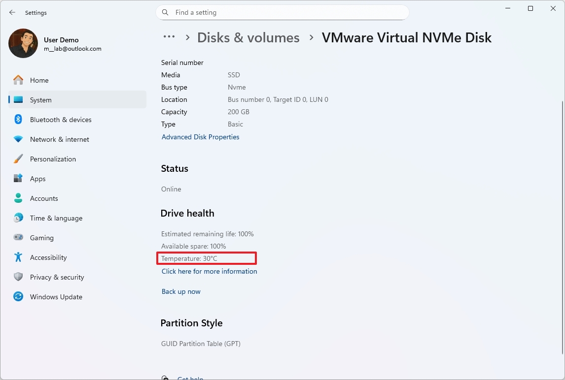 Windows 11 check SSD temp