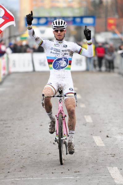 Zdenek Stybar (Omega Pharma-Quickstep) celebrates victory in Unicov.