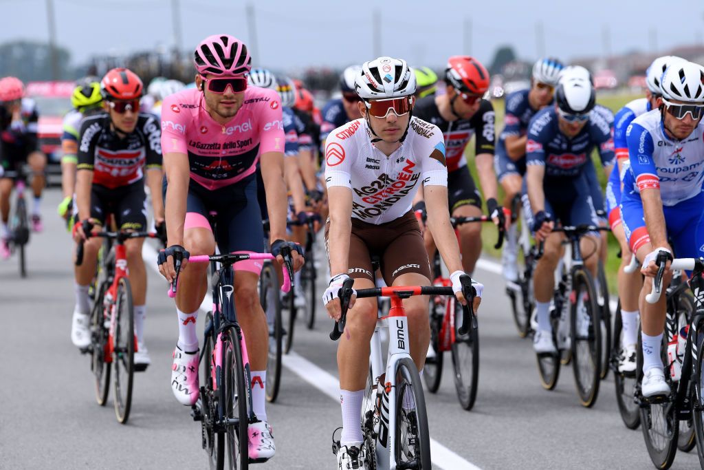 NOVARA ITALY MAY 09 Clement Champoussin of France and AG2R Citren Team during the 104th Giro dItalia 2021 Stage 2 a 179km stage from Stupinigi Nichelino to Novara girodiitalia Giro UCIworldtour on May 09 2021 in Novara Italy Photo by Tim de WaeleGetty Images