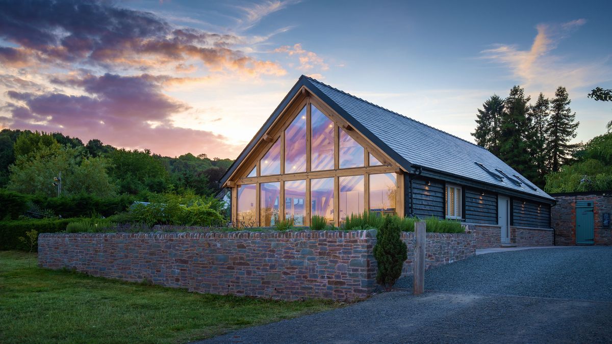 oak frame self build with glazed gable