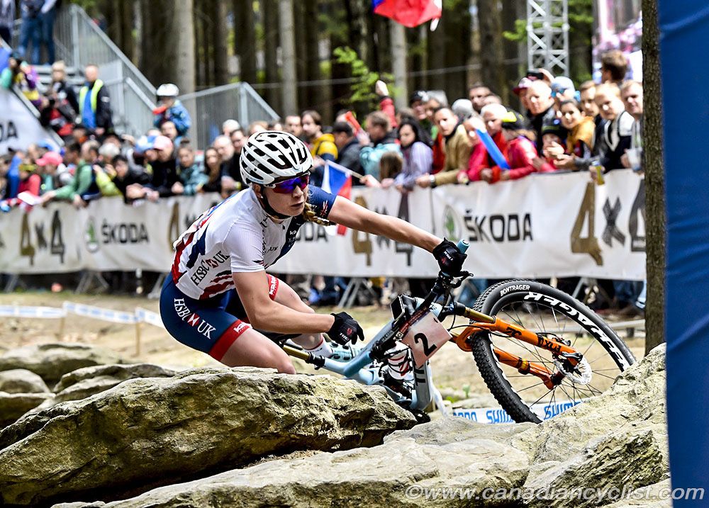Evie Richards went down in the rock garden while in the lead