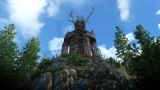 Promotional screenshot of a giant wicker statue in Atomfall.