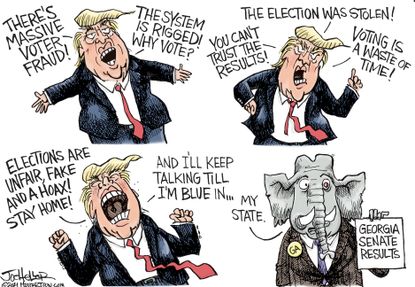 Political Cartoon U.S. Trump Georgia senate loss