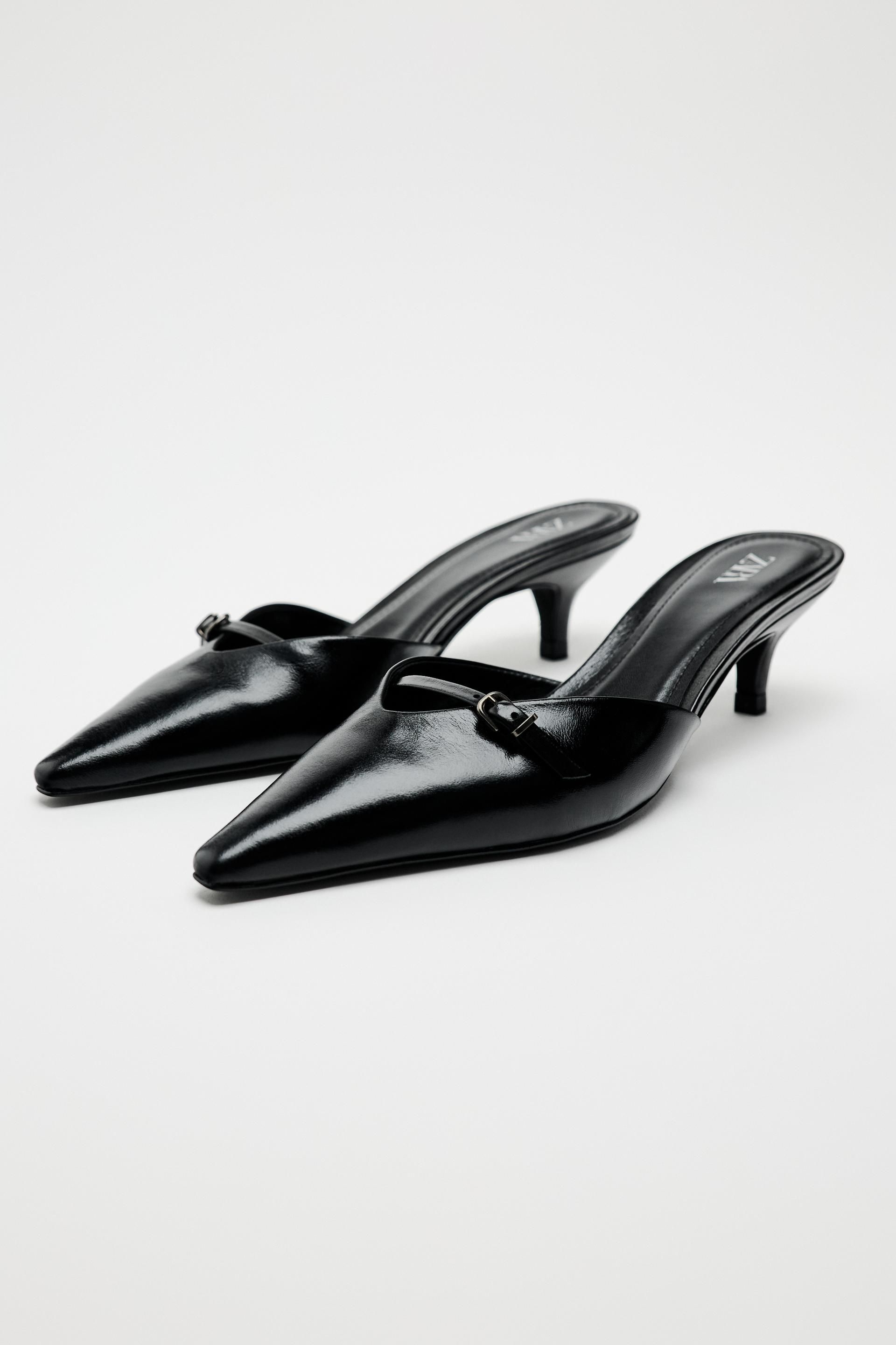 Leather Buckled Mules