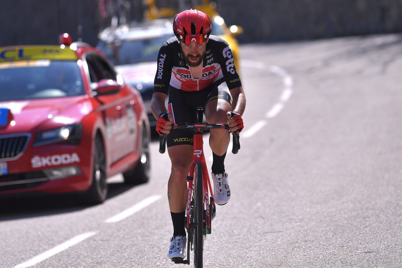 Thomas De Gendt going solo up La Colmiane on stage 7 of 2020 Paris-Nice