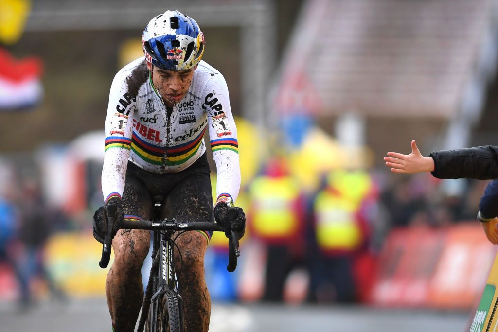 Wout van Aert crosses the line