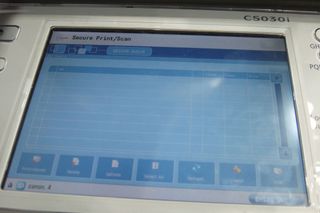 The secure scan interface on a Uniflow 5-enabled multifunction printer